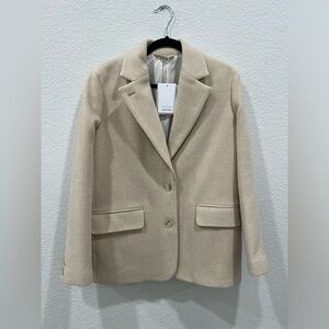 NWT & Other Stories Cream Beige Nude Women's Monteco Wool Blazer Coat Jacket 4 S